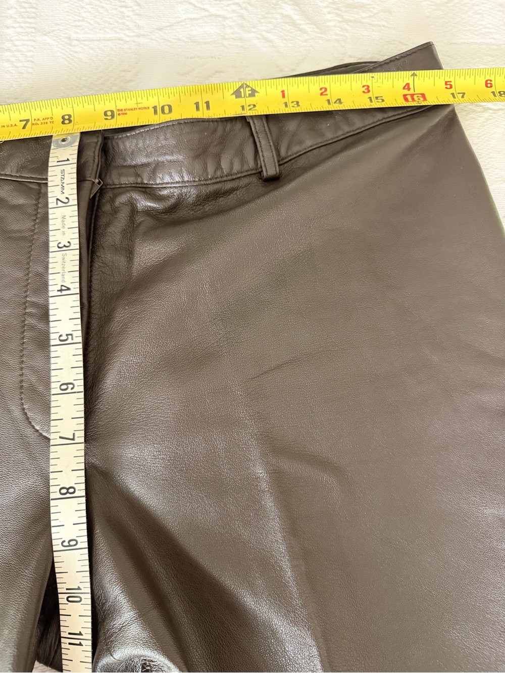 Genuine Leather Pants Women’s 12 Dark Chocolate Brown Straight Leg Full Length - Picture 6 of 9